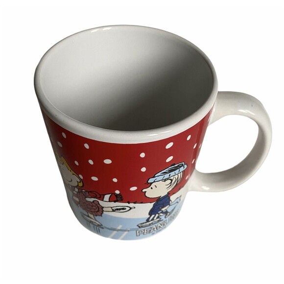 Galerie Peanuts Mug Cup Ice Skating Winter Christmas Charlie Brown Snoopy Linus - Picture 2 of 9